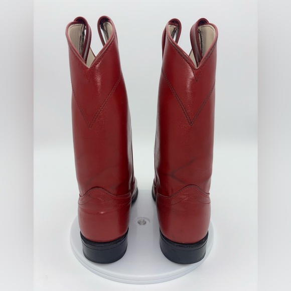 LOREDO Women’s Red Cowboy Boot Vintage Western Shoe Leather Cowgirl Roper 7.5 - Picture 2 of 12
